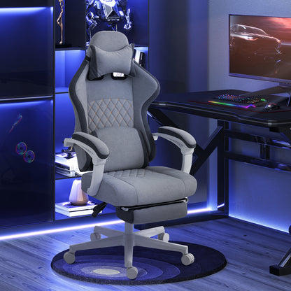 Printed Velvet Computer Recliner Chair with Adjustable Height, Grey