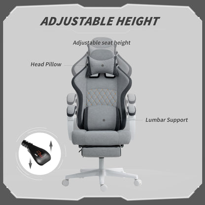 Printed Velvet Computer Recliner Chair with Adjustable Height, Grey