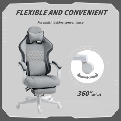 Printed Velvet Computer Recliner Chair with Adjustable Height, Grey