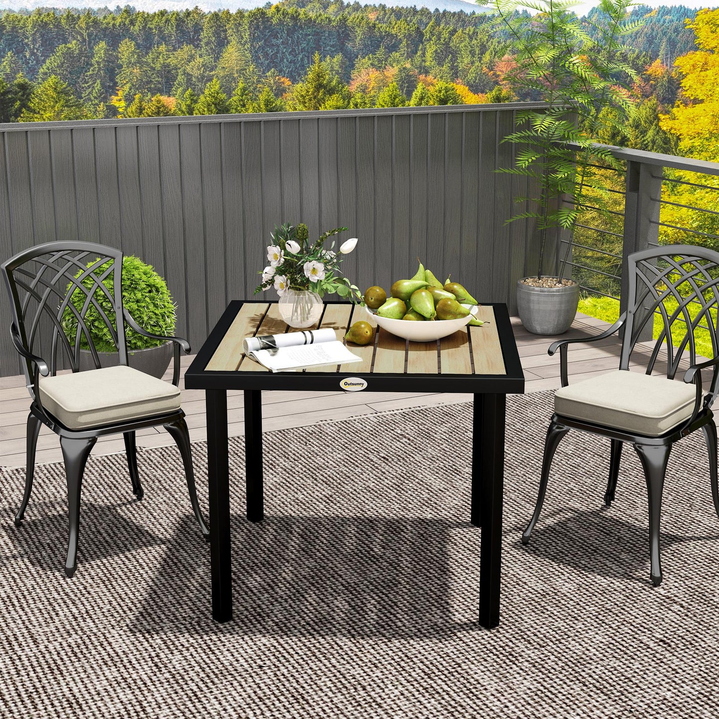 Garden Table for 4 Person with 5.4cm Parasol Hole, Brown