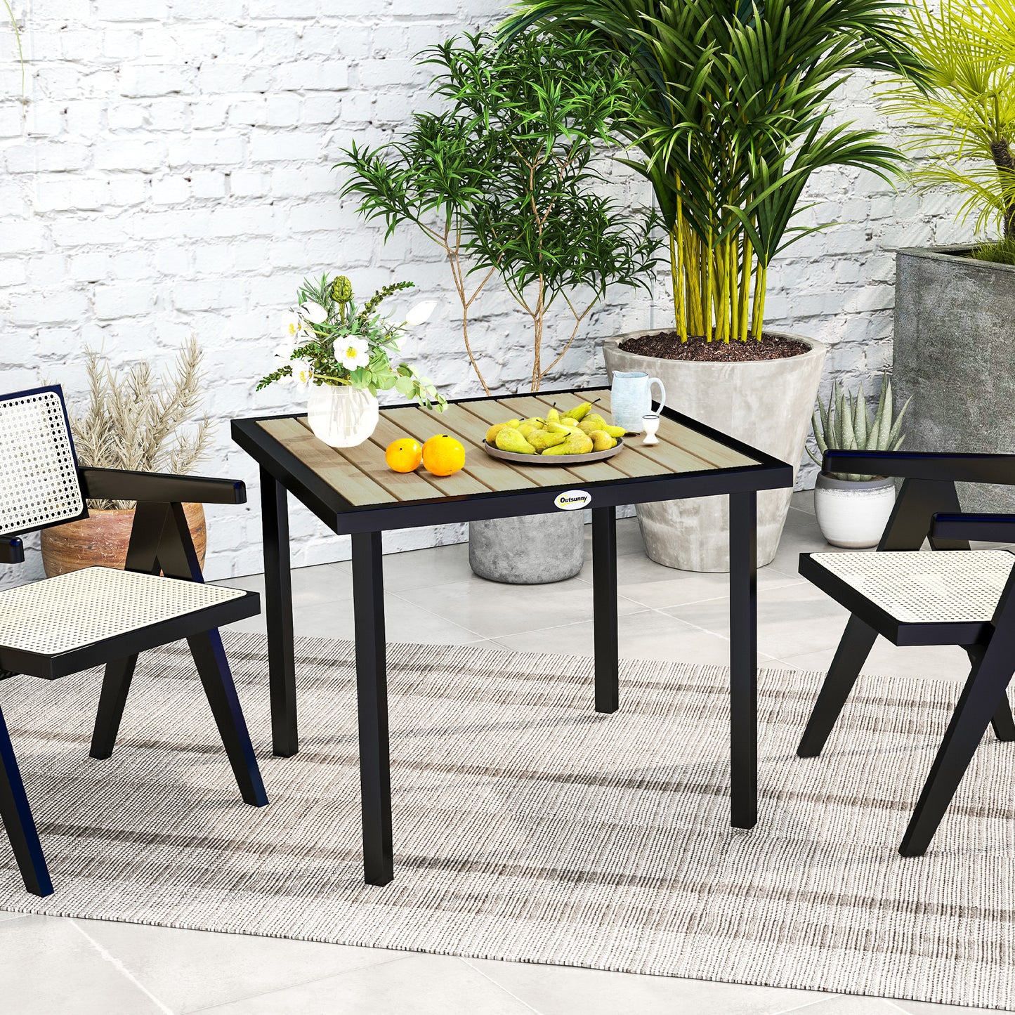 Garden Table for 4 Person with 5.4cm Parasol Hole, Brown