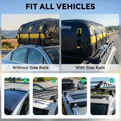 Car Roof Bag, 21 Cubic Feet Waterproof Car Roof Box, Yellow