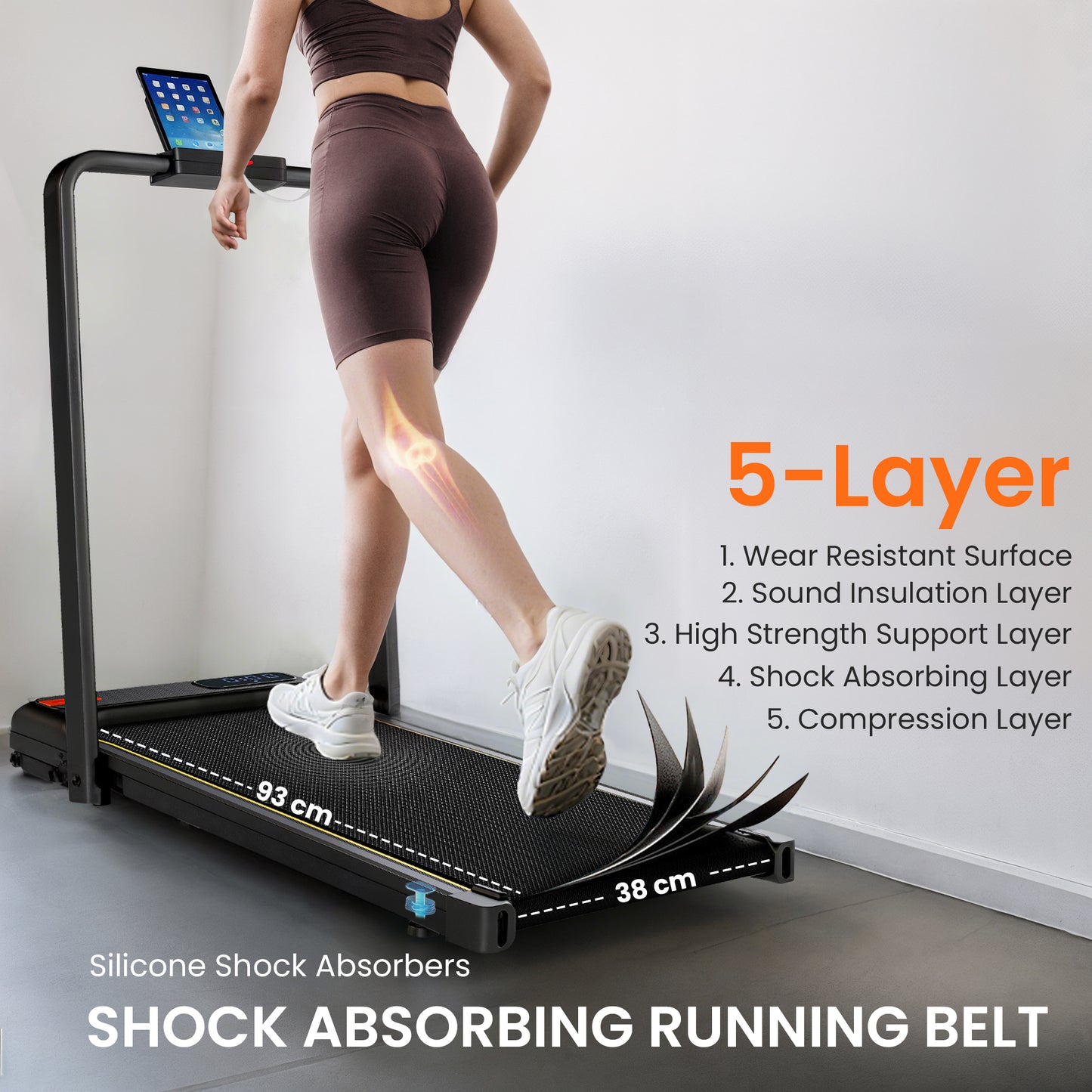 Folding Treadmill Under Desk Walking Pad with 4% Incline, Black