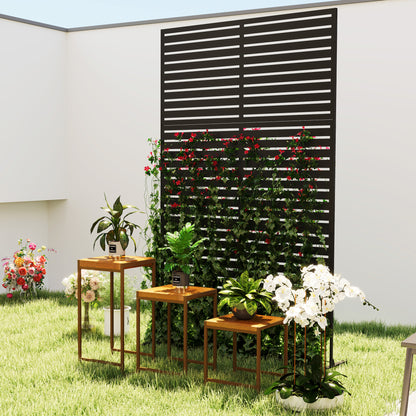 Outdoor Privacy Screen, Freestanding Outdoor Divider, Striped Black