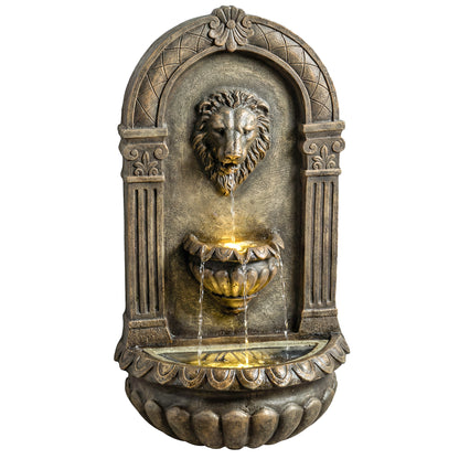 Wall-Mounted Water Fountain, Garden Water Feature with LED Lights