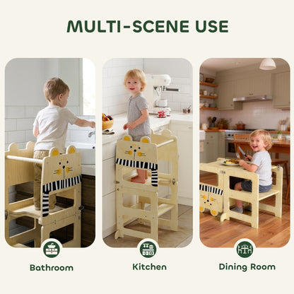 Toddler Step Stool with Chalkboard for Kitchen Counter, Natural