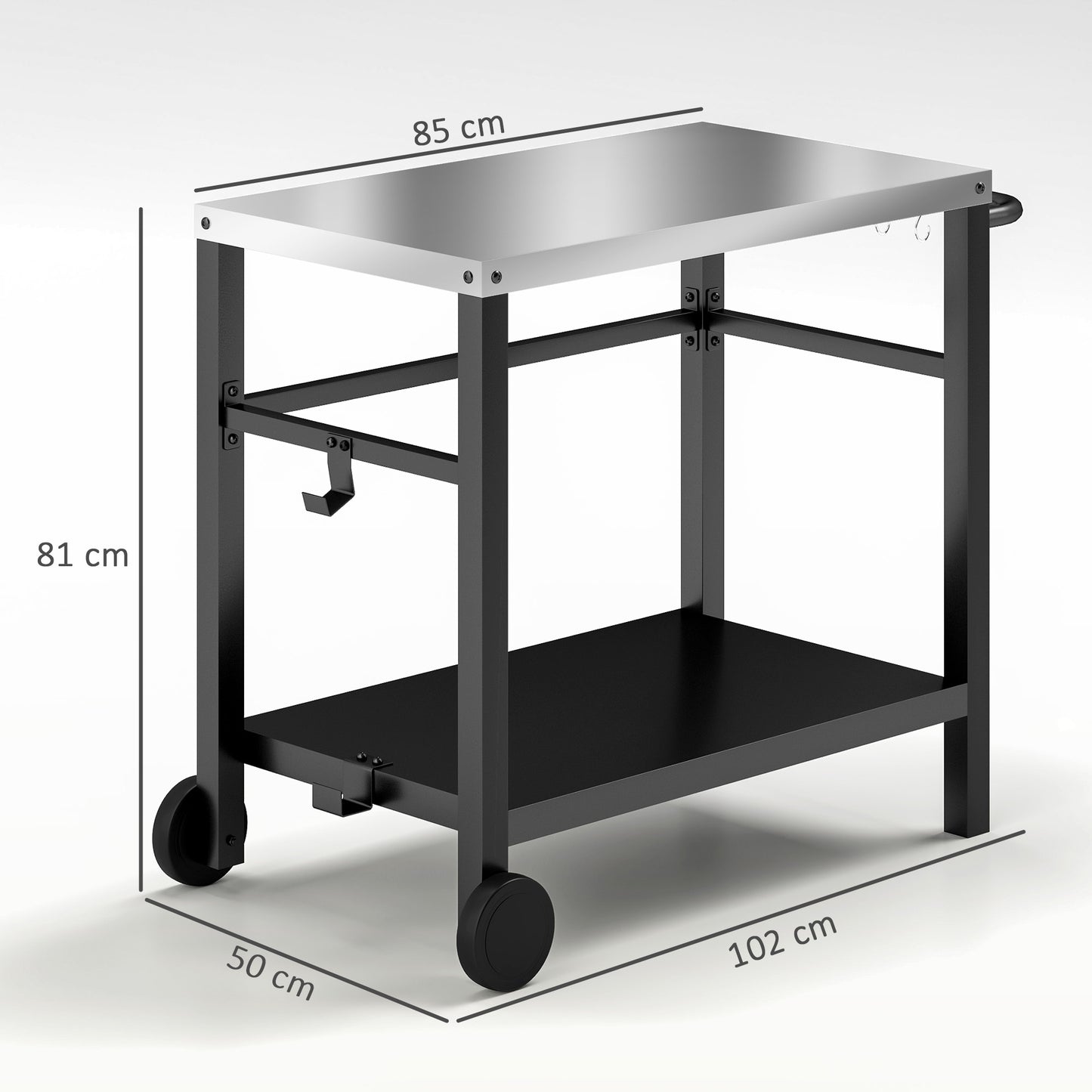 Outdoor BBQ Table with Shelf, Outdoor Kitchen, Charcoal Grey