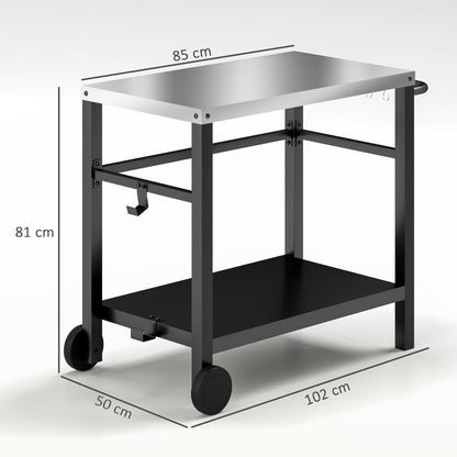 Outdoor BBQ Table with Shelf, Outdoor Kitchen, Charcoal Grey