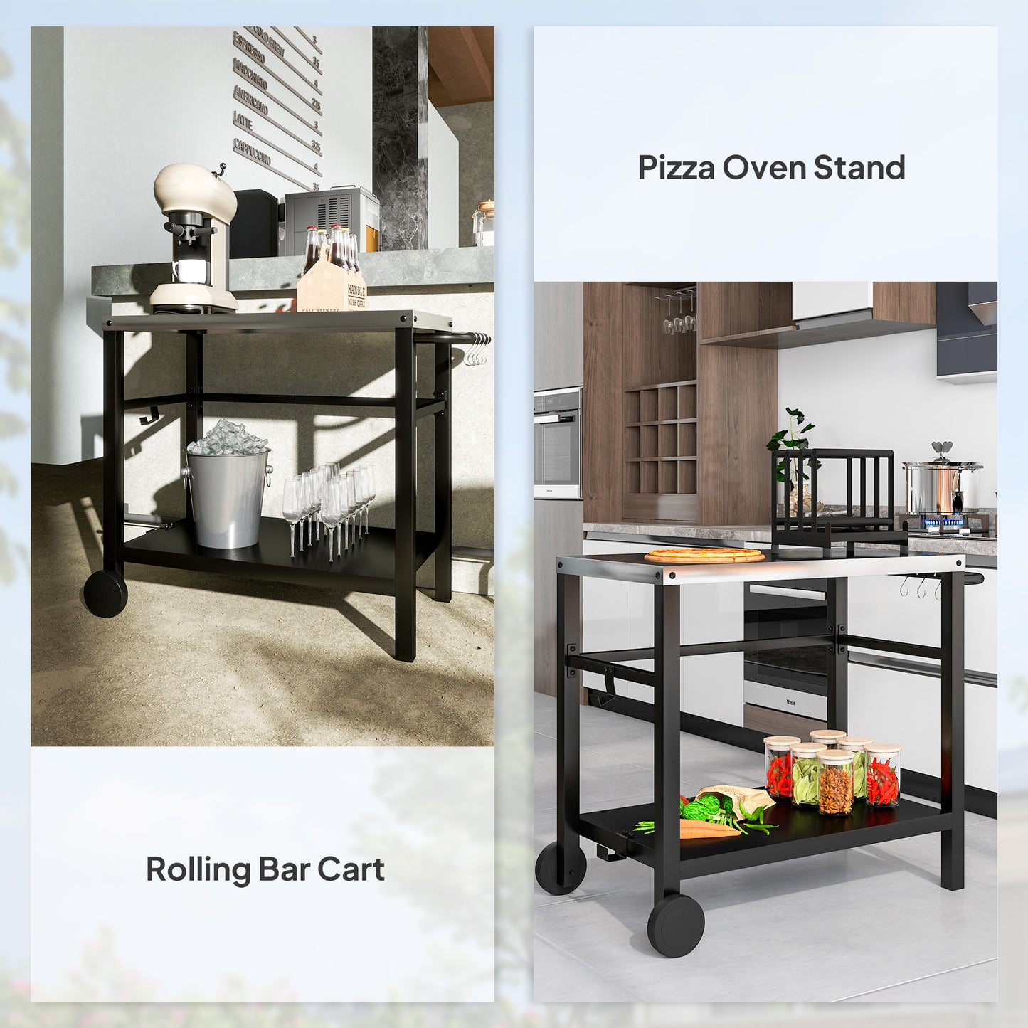 Outdoor BBQ Table with Shelf, Outdoor Kitchen, Charcoal Grey