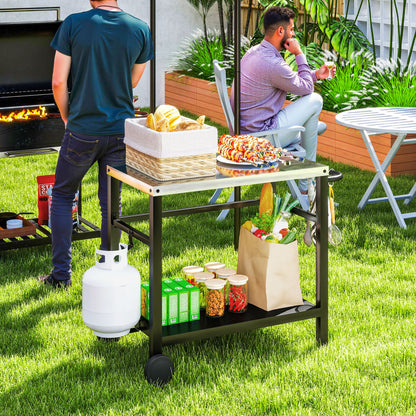Outdoor BBQ Table with Shelf, Outdoor Kitchen, Charcoal Grey