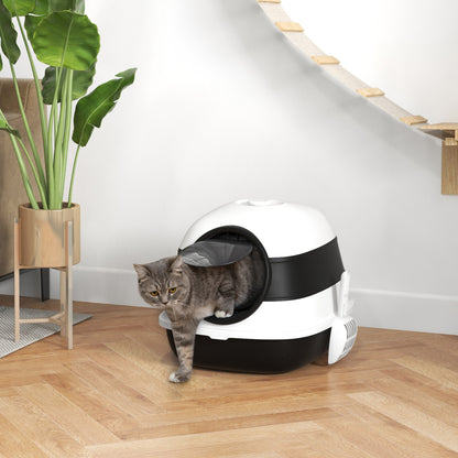 Foldable Cat Litter Tray Hooded Cat Litter Box w/ High Side, Black