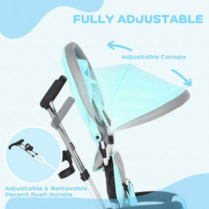 6 in 1 Kids Trike, Stroller with Parent Handle, Green