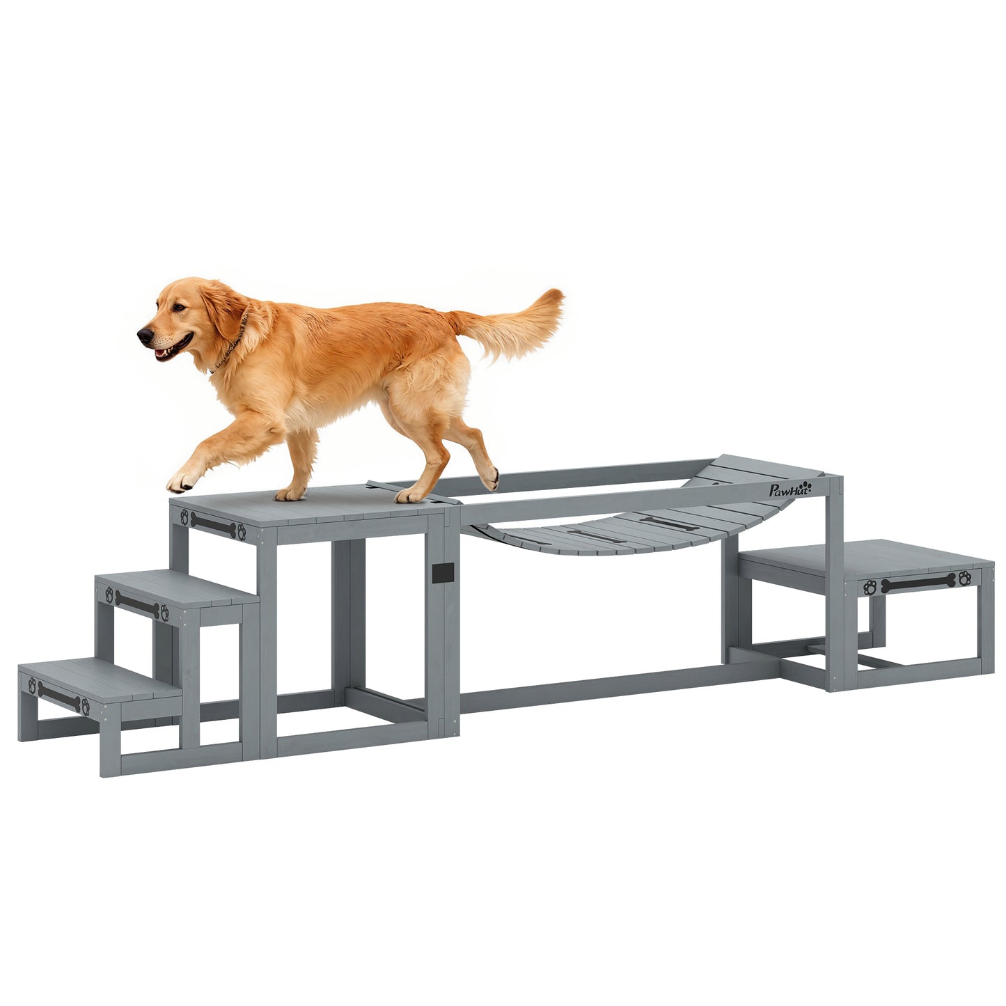 3 Pieces Wooden Dog Agility Training Equipment, Grey