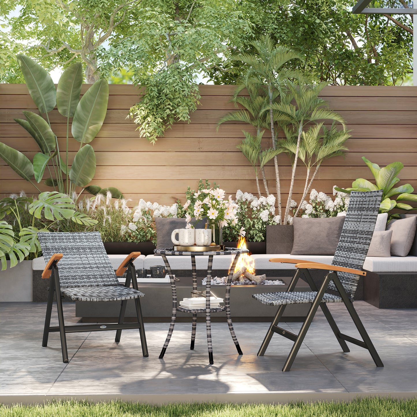 Outdoor Folding Dining Chair, Dining Chair, Light Grey