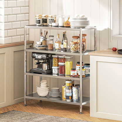 4-Tier Stainless Steel Bakers Rack, Microwave Stand for Small Spaces