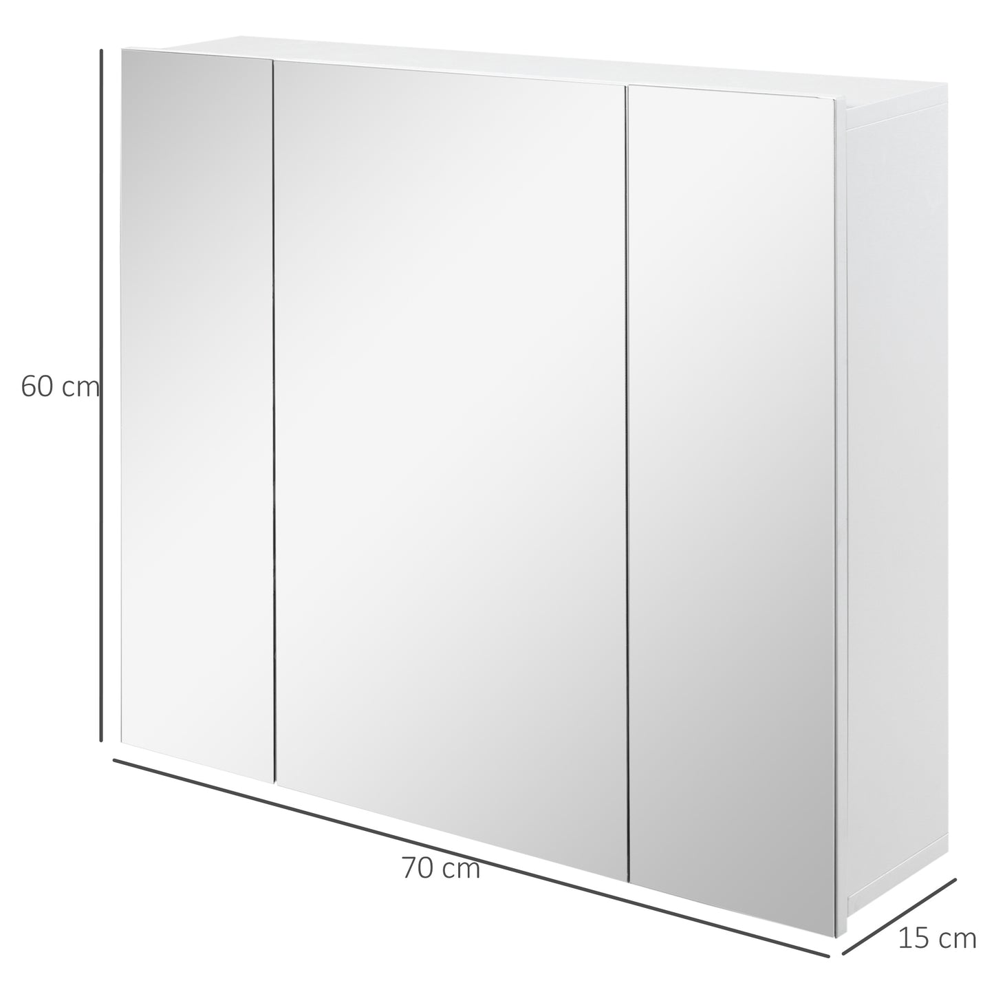 Bathroom Mirror Cabinet Wall Mount Storage organiser w/ Door, White