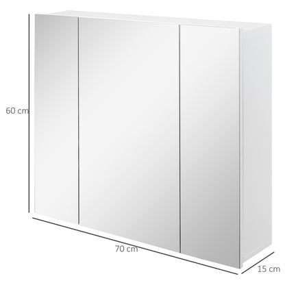 Bathroom Mirror Cabinet Wall Mount Storage organiser w/ Door, White