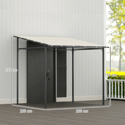 2.4 x 2.4 m Wall Mounted Pergola Gazebo, UPF30+, Cream White