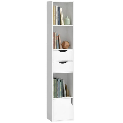 Bookcase with Drawers Adjustable Shelf 158 cm White