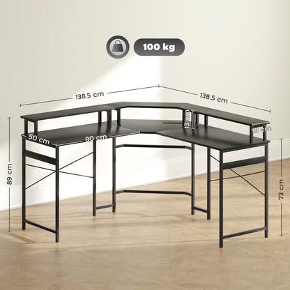 L Shaped Desk Corner Computer Desk with Monitor Stand, Black