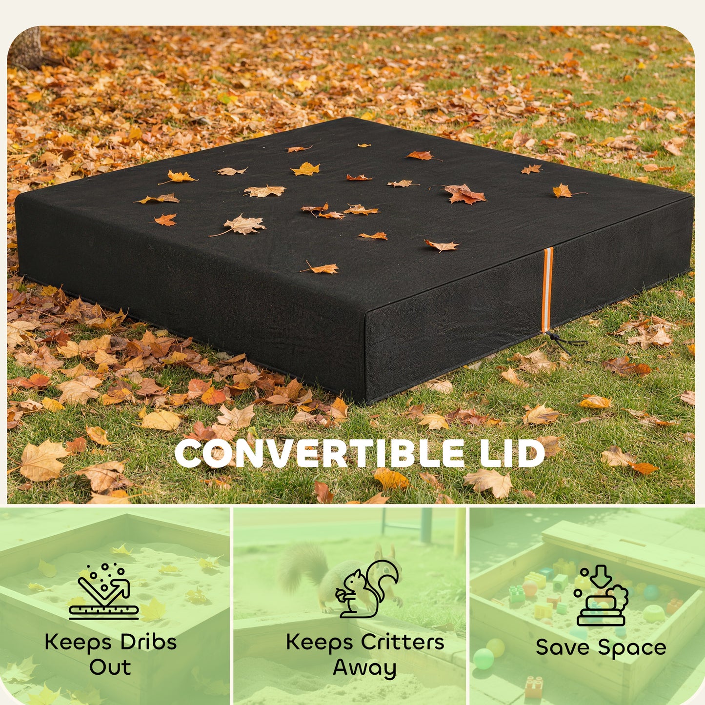 Sandbox Cover, Square Sandpit Cover with Drawstring & Elastic Band