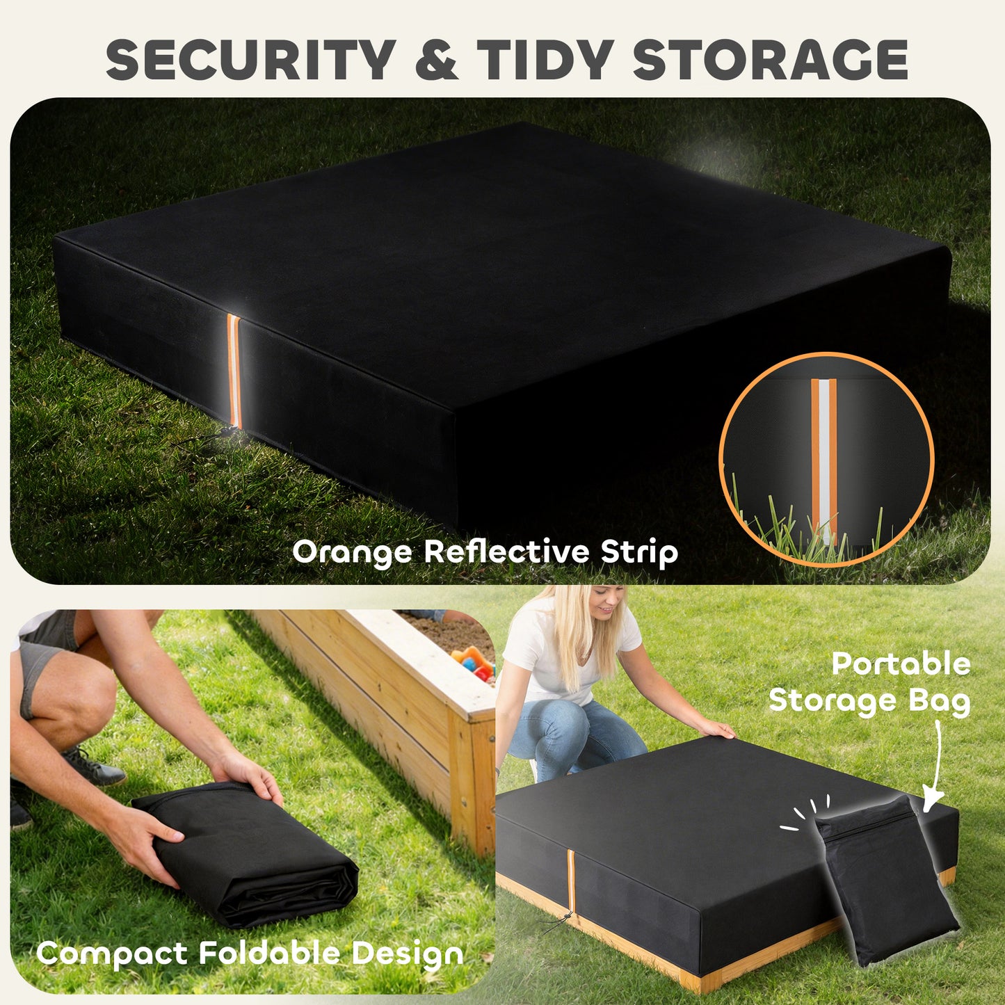 Sandbox Cover, Square Sandpit Cover with Drawstring & Elastic Band