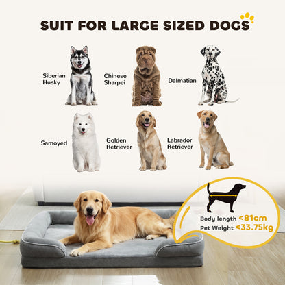Dog Sofa Bed, Washable Pet Bed with Non-Slip Bottom, Grey