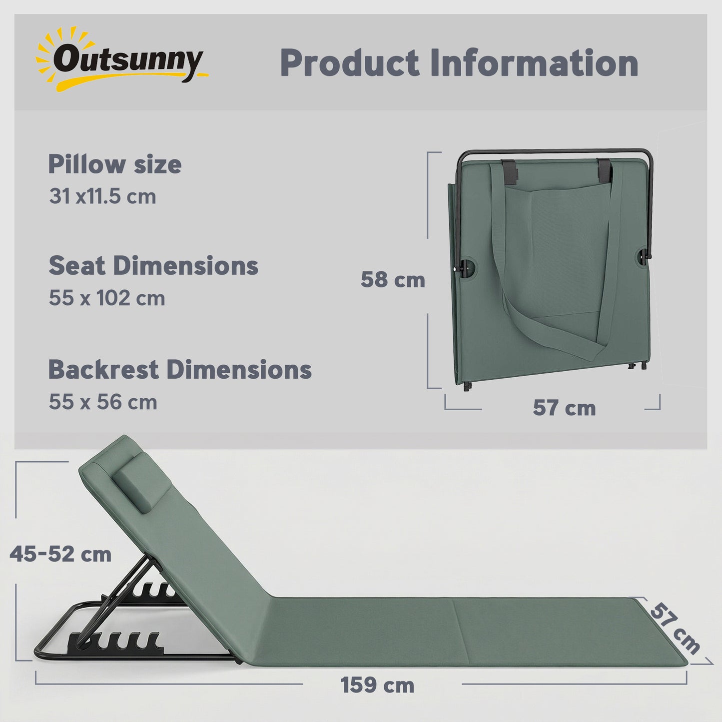 2 Pcs Foldable Sun Loungers, Beach Lounger with Adjustable Back
