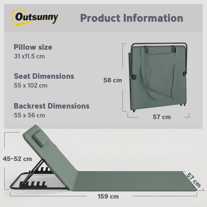 2 Pcs Foldable Sun Loungers, Beach Lounger with Adjustable Back