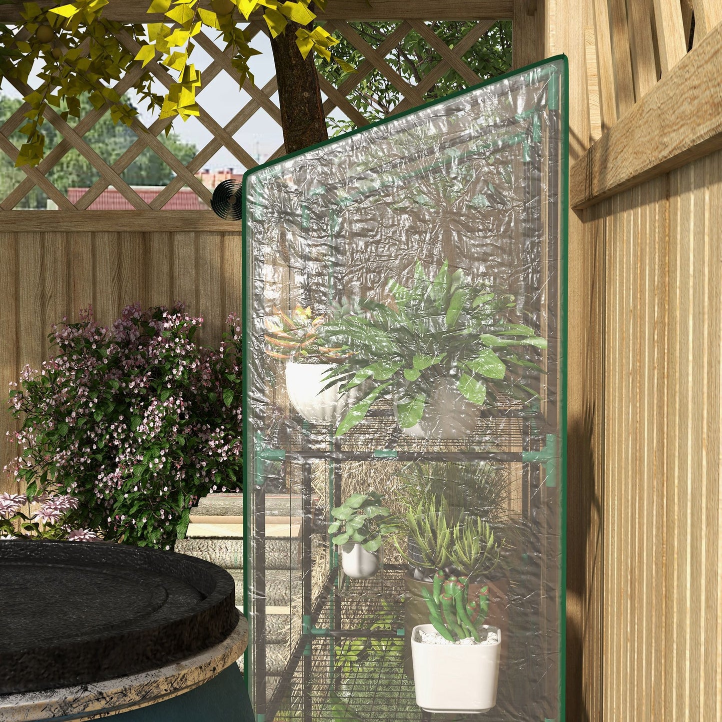 Mini Green House with 3 Tier Shelves, 151H x 143W x 46Dcm, Clear