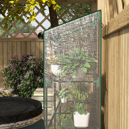 Mini Green House with 3 Tier Shelves, 151H x 143W x 46Dcm, Clear