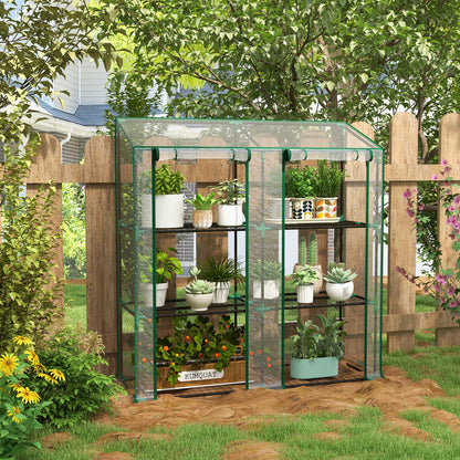 Mini Green House with 3 Tier Shelves, 151H x 143W x 46Dcm, Clear