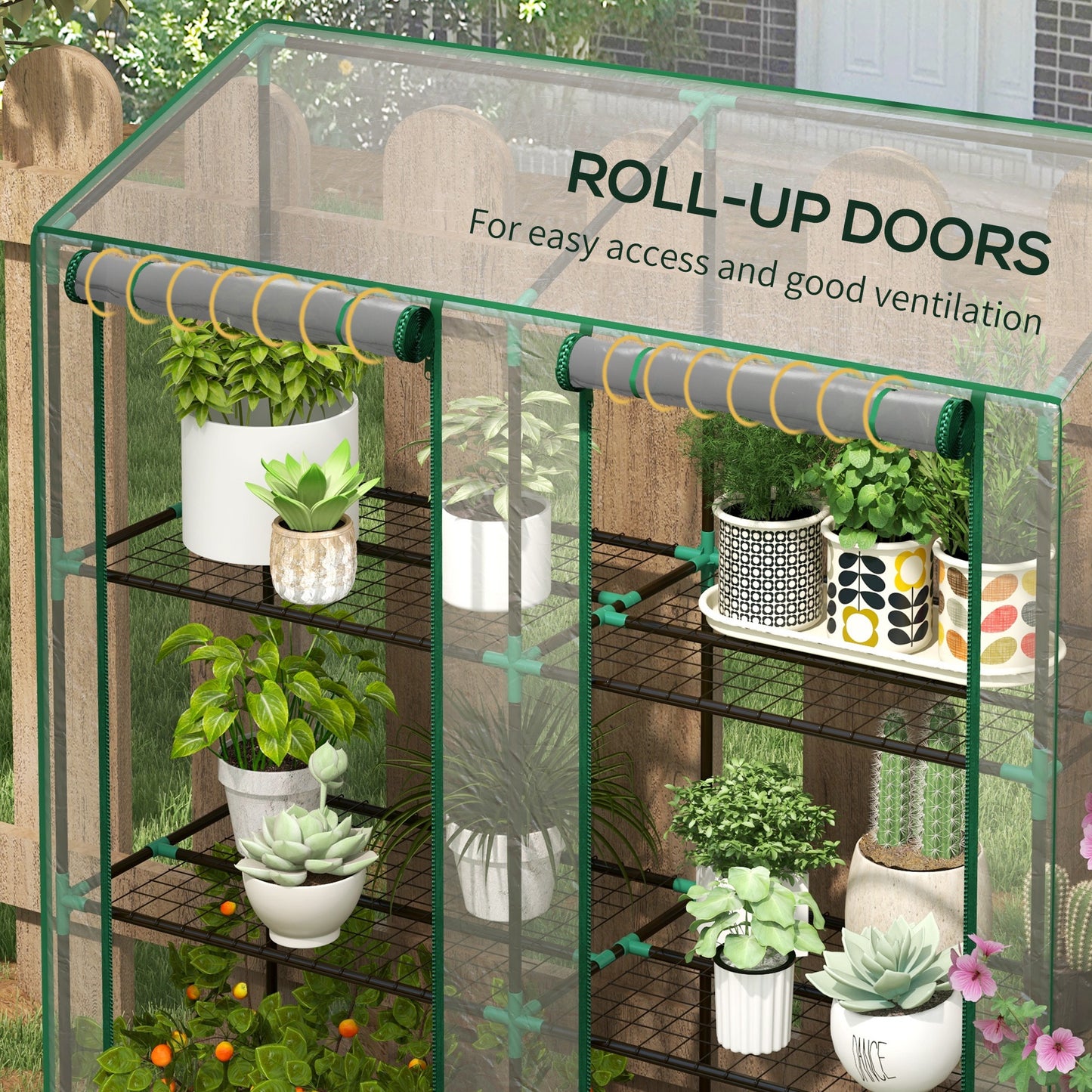 Mini Green House with 3 Tier Shelves, 151H x 143W x 46Dcm, Clear