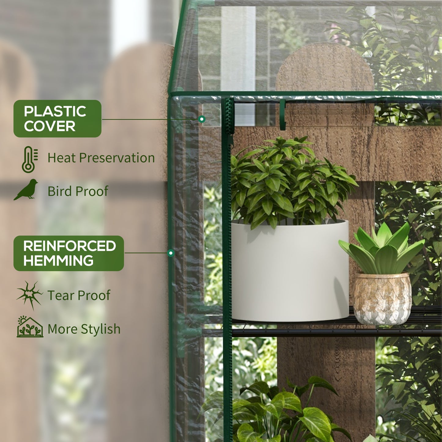 Mini Green House with 3 Tier Shelves, 151H x 143W x 46Dcm, Clear