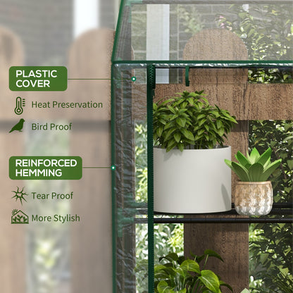 Mini Green House with 3 Tier Shelves, 151H x 143W x 46Dcm, Clear