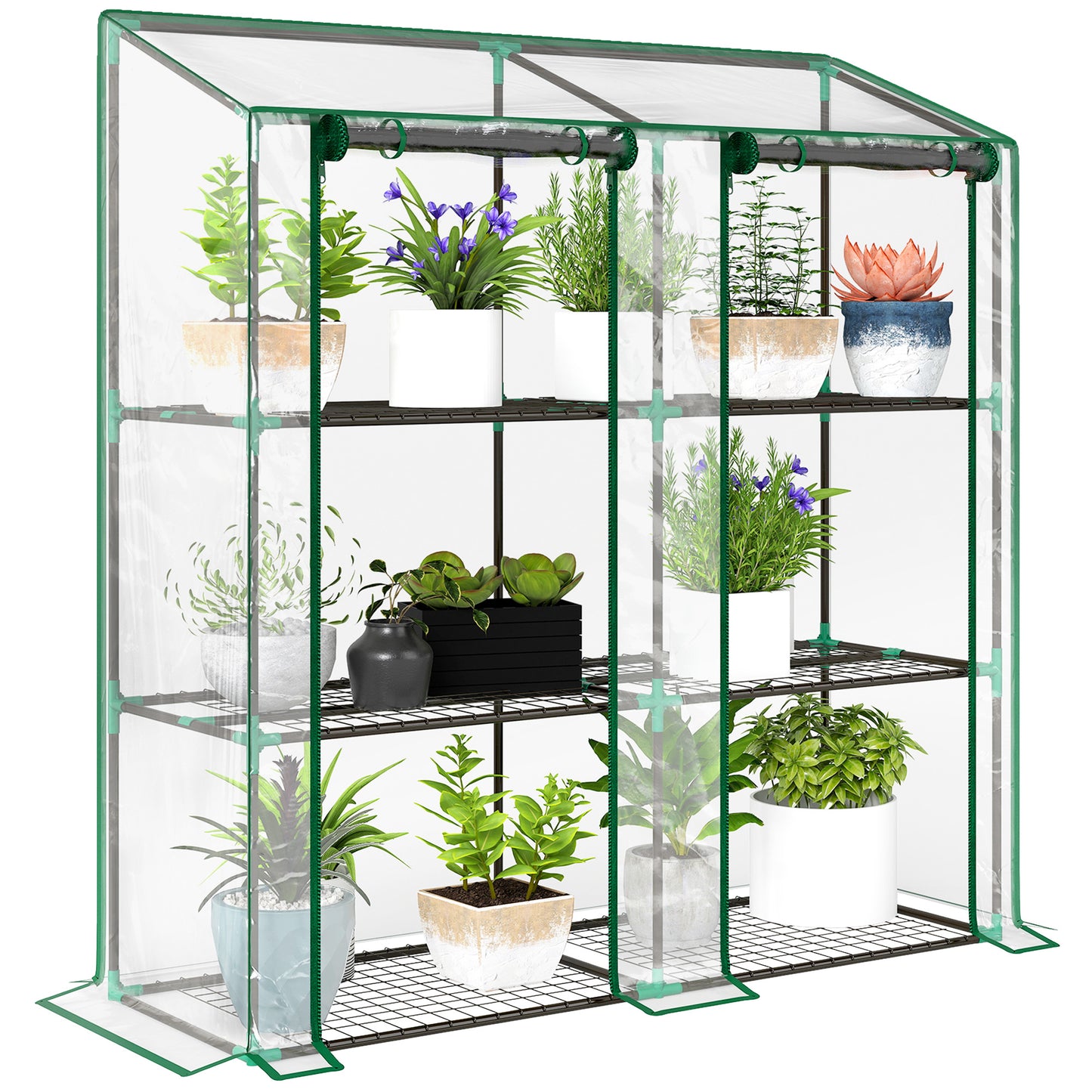 Mini Green House with 3 Tier Shelves, 151H x 143W x 46Dcm, Clear