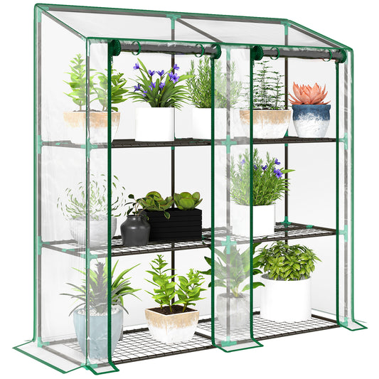 Mini Green House with 3 Tier Shelves, 151H x 143W x 46Dcm, Clear