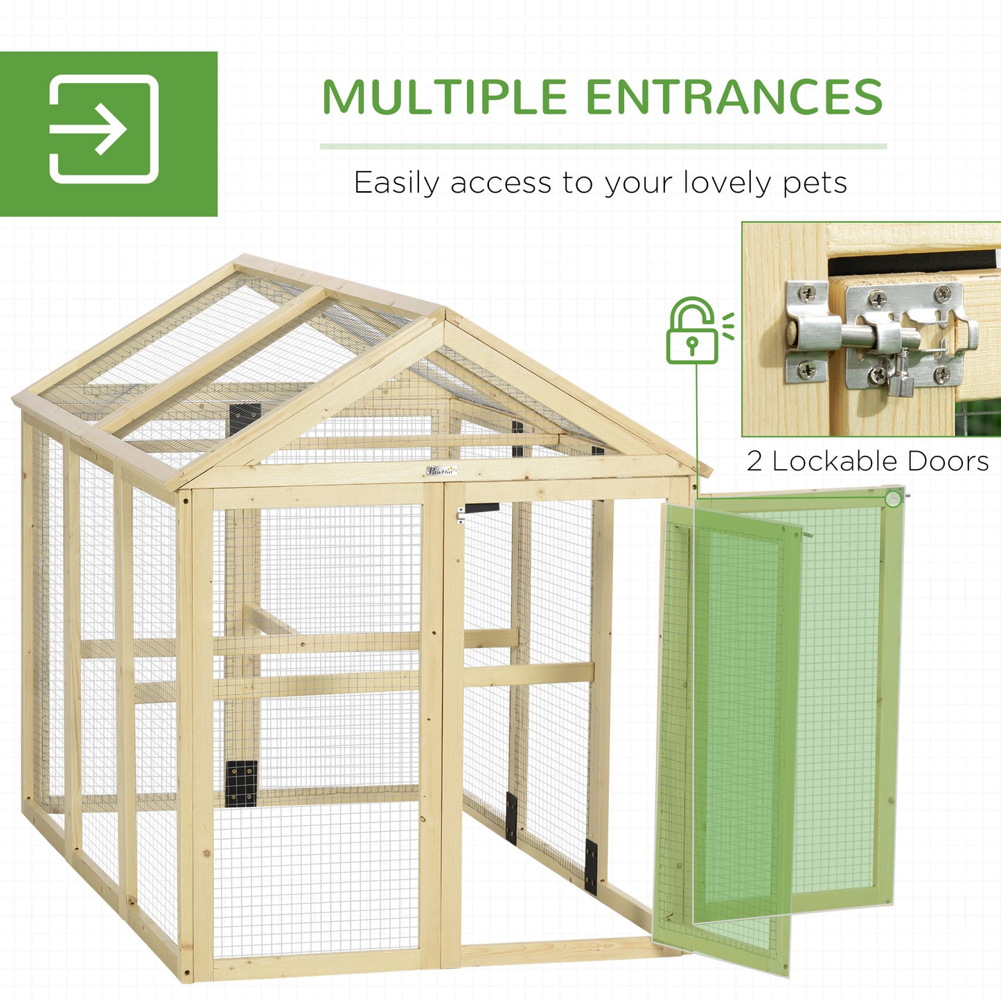 Chicken Run, Wooden Chicken Coop w/ Combinable Design-Natural Wood Finish