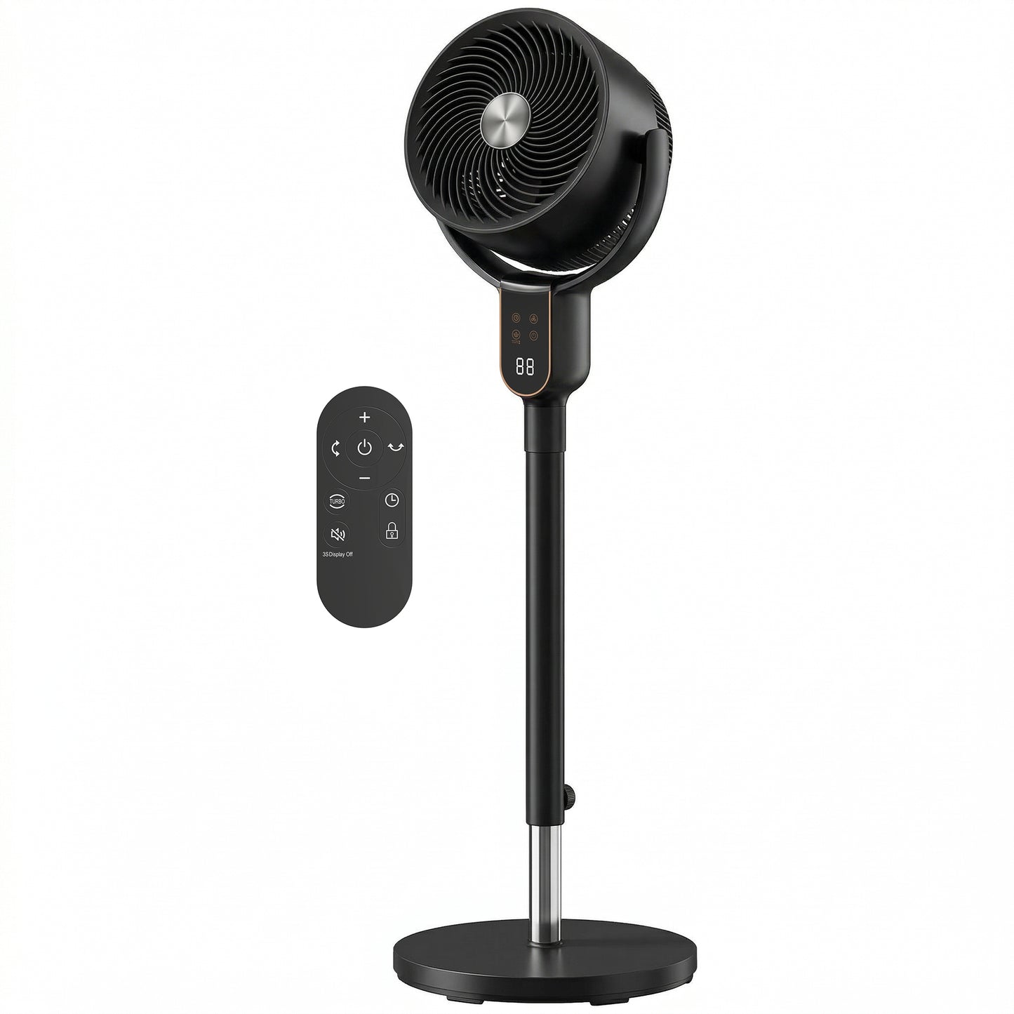 20 dB Silent Standing Fan for Bedroom, 42" Pedestal Fan with 70° Oscillating, 90° Vertical Tilt, 8 Speeds, Remote Control, 12H Timer, Adjustable Height, Child Lock, Black
