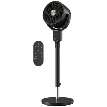 20 dB Silent Standing Fan for Bedroom, 42" Pedestal Fan with 70° Oscillating, 90° Vertical Tilt, 8 Speeds, Remote Control, 12H Timer, Adjustable Height, Child Lock, Black