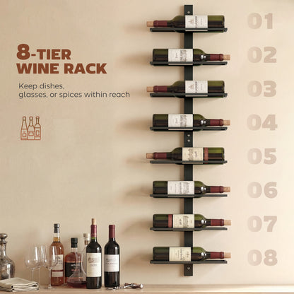 Wall Mount Wine Rack for 8 Wine Bottles, Black