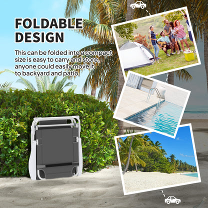 Folding Sun Lounger with 4-Level Backrest & Headrest, Charcoal Grey