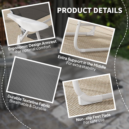 Folding Sun Lounger with 4-Level Backrest & Headrest, Charcoal Grey