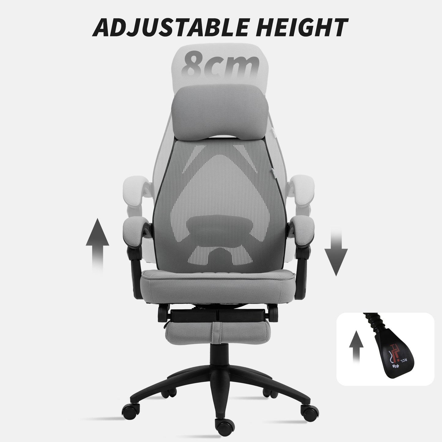 Mesh Swivel Task Chair for Home Office with Footrest Dark Grey