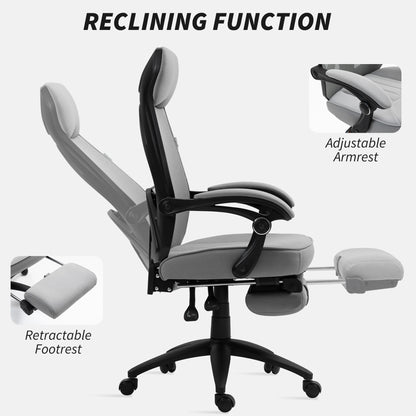 Mesh Swivel Task Chair for Home Office with Footrest Dark Grey