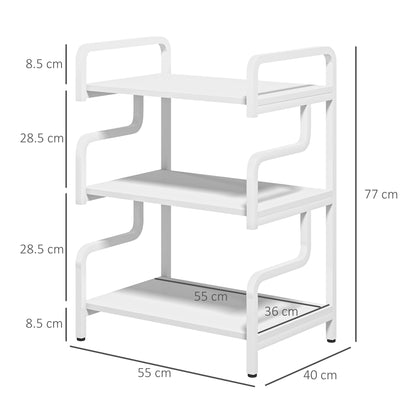3-Tier Storage Shelf, Metal Shelves for Storage for Home Office, White