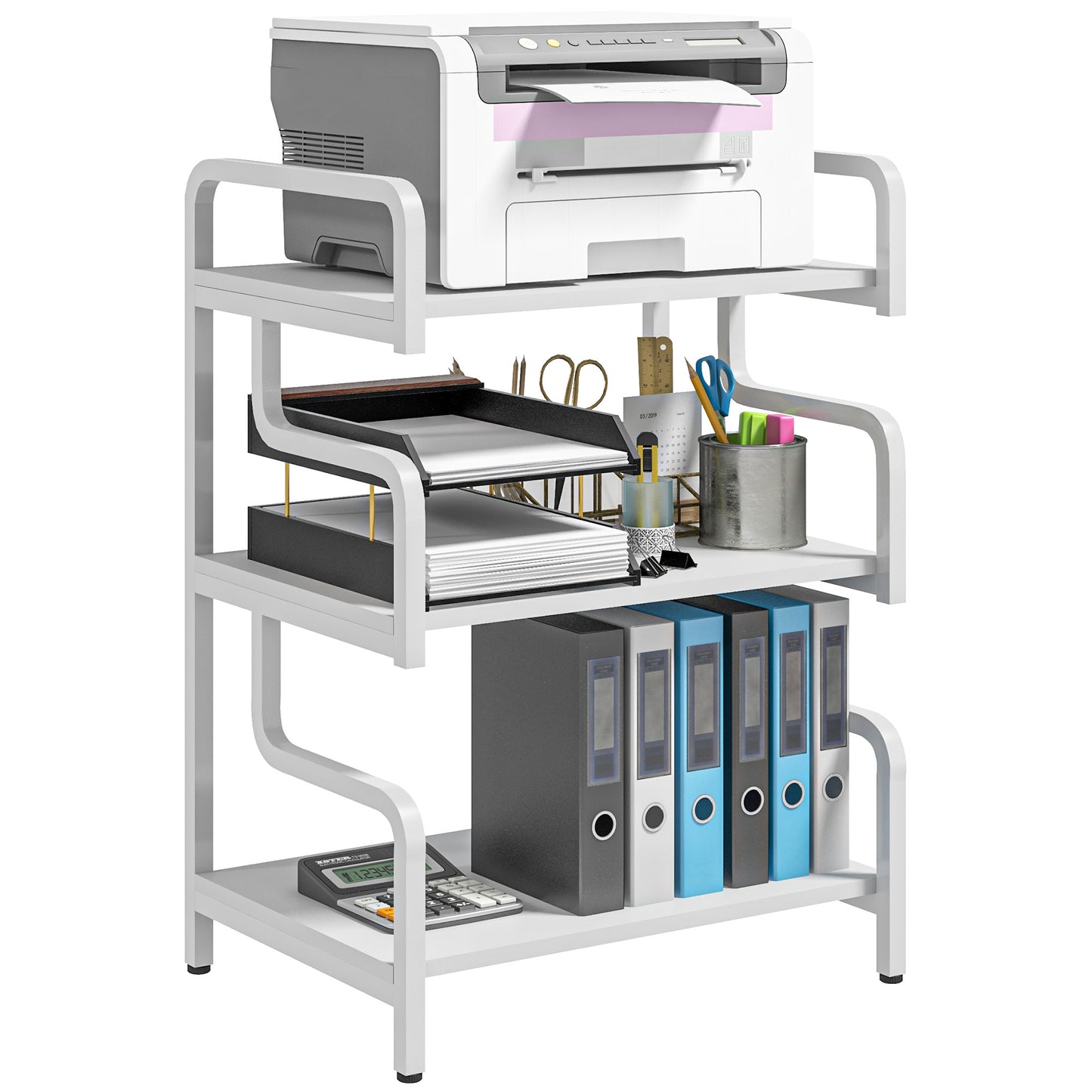3-Tier Storage Shelf, Metal Shelves for Storage for Home Office, White