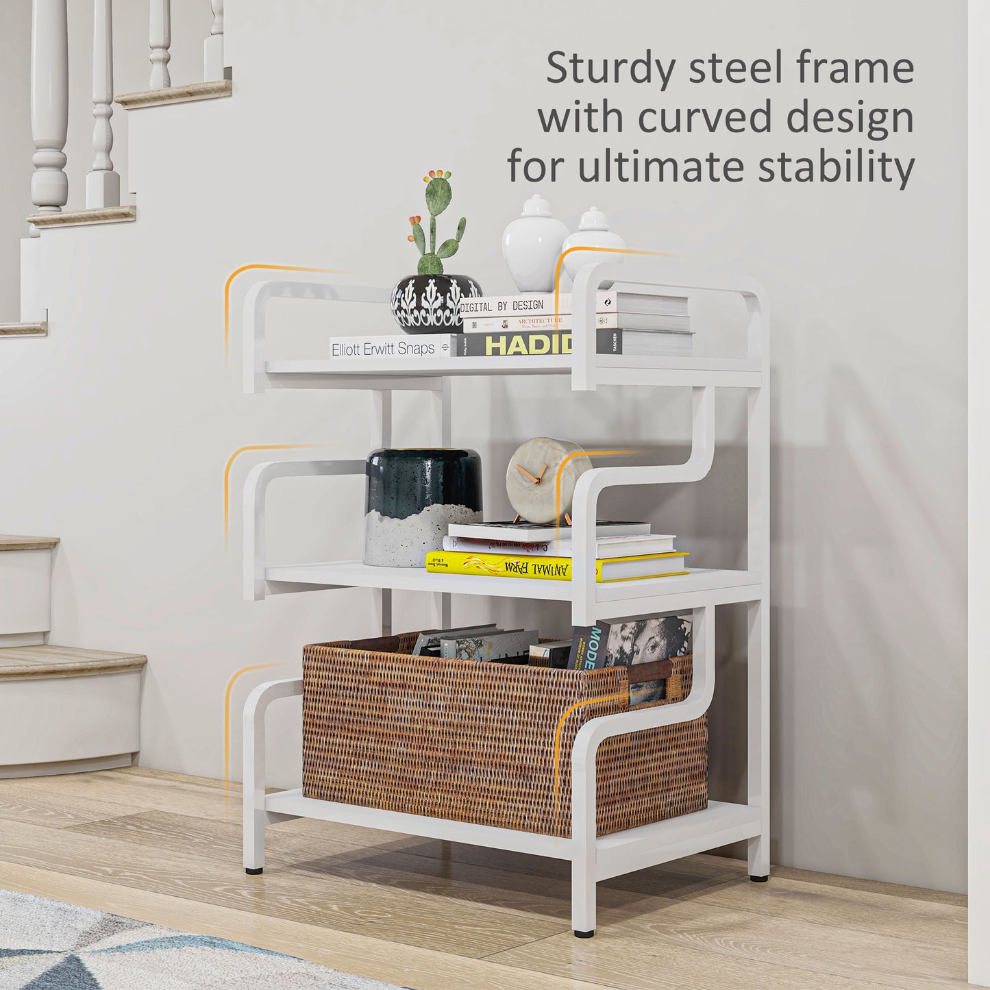 3-Tier Storage Shelf, Metal Shelves for Storage for Home Office, White
