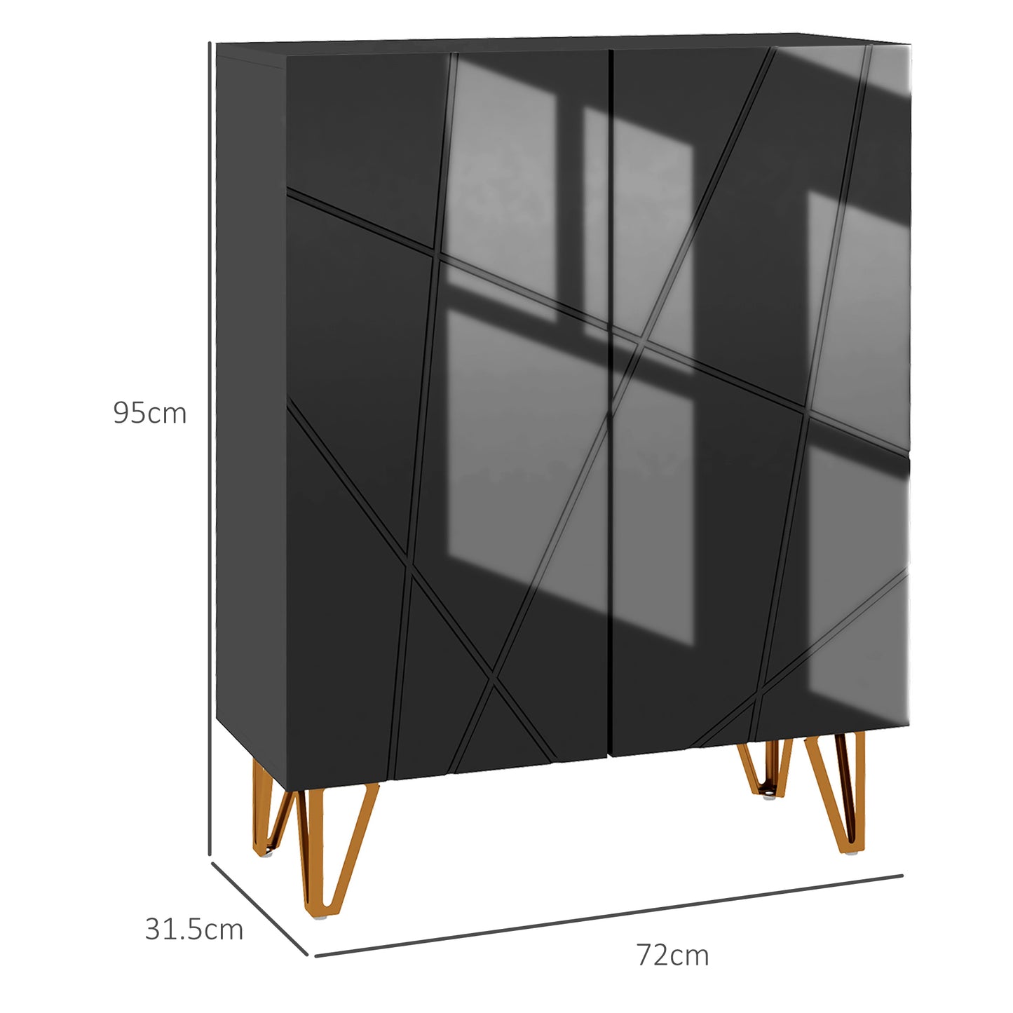 Shoe Storage Cabinet with Soft-Close Hinges and Adjust Shelves, Black