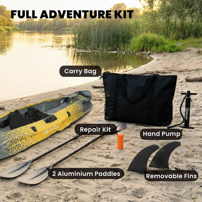 2.5' Inflatable Kayak 2-person Sit on Canoe with Paddles Grey